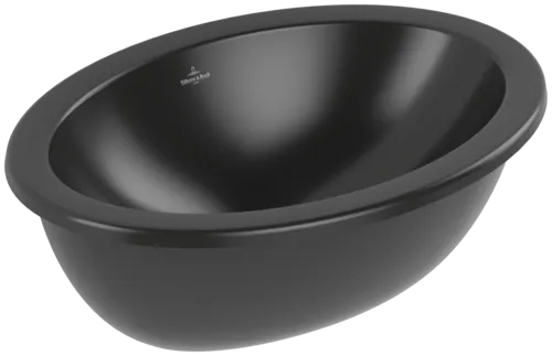 εικόνα του VILLEROY BOCH Loop & Friends Undercounter washbasin, 485 x 325 x 215 mm, Pure Black CeramicPlus, with overflow #4A5400R7