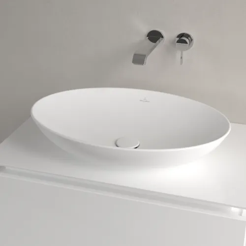 Bild von VILLEROY BOCH Loop & Friends Aufsatzwaschbecken, 620 x 420 x 120 mm, Stone White CeramicPlus, mit Überlauf #4A4800RW