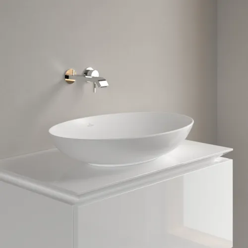 Bild von VILLEROY BOCH Loop & Friends Aufsatzwaschbecken, 620 x 420 x 120 mm, Stone White CeramicPlus, mit Überlauf #4A4800RW