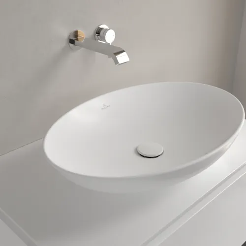 Bild von VILLEROY BOCH Loop & Friends Aufsatzwaschbecken, 620 x 420 x 120 mm, Stone White CeramicPlus, mit Überlauf #4A4800RW