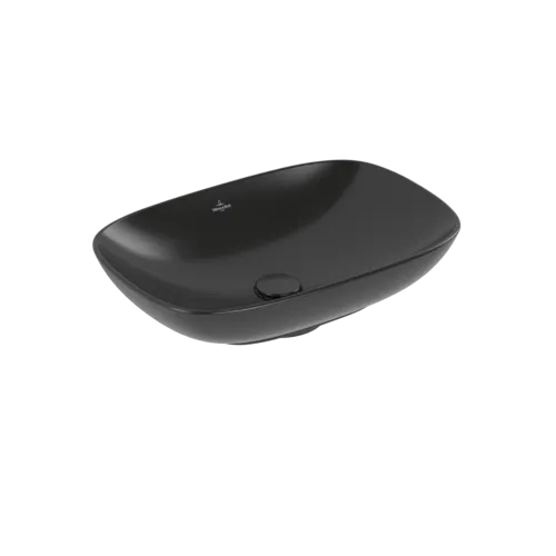 VILLEROY BOCH Loop & Friends Surface-mounted washbasin, 560 x 380 x 120 mm, Pure Black CeramicPlus, with overflow #4A4900R7 resmi