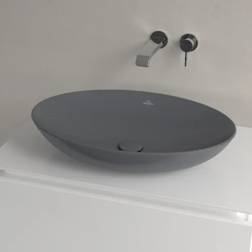 Bild von VILLEROY BOCH Loop & Friends Aufsatzwaschbecken, 620 x 420 x 120 mm, Graphite CeramicPlus, mit Überlauf #4A4800I4