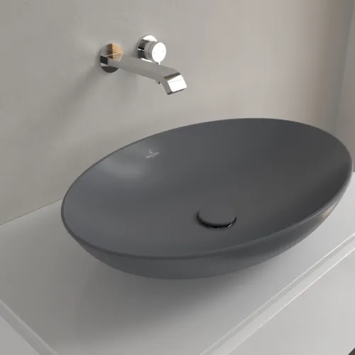 Bild von VILLEROY BOCH Loop & Friends Aufsatzwaschbecken, 620 x 420 x 120 mm, Graphite CeramicPlus, mit Überlauf #4A4800I4
