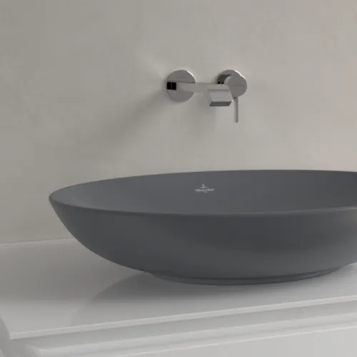 Bild von VILLEROY BOCH Loop & Friends Aufsatzwaschbecken, 620 x 420 x 120 mm, Graphite CeramicPlus, mit Überlauf #4A4800I4