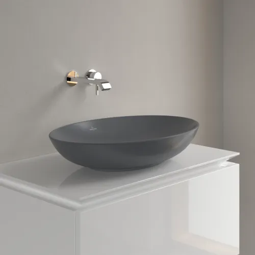 Bild von VILLEROY BOCH Loop & Friends Aufsatzwaschbecken, 620 x 420 x 120 mm, Graphite CeramicPlus, mit Überlauf #4A4800I4