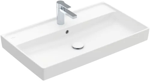 Picture of VILLEROY BOCH Collaro Vanity washbasin, 800 x 465 x 160 mm, Stone White CeramicPlus, with overflow #4A3380RW