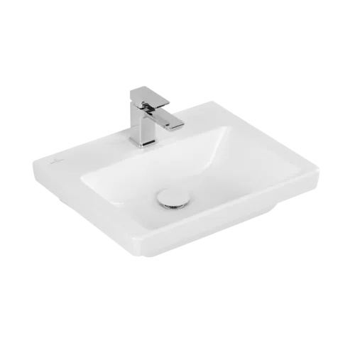 Зображення з  VILLEROY BOCH Subway 3.0 Handwashbasin, 500 x 400 x 145 mm, Stone White CeramicPlus, without overflow #4370FGRW