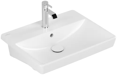 Зображення з  VILLEROY BOCH Avento Semi-recessed washbasin, 550 x 440 x 145 mm, Stone White CeramicPlus, with overflow, unground #4A0655RW