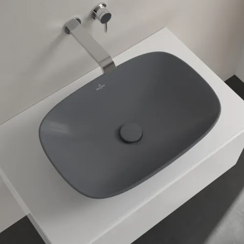 Bild von VILLEROY BOCH Loop & Friends Aufsatzwaschbecken, 560 x 380 x 120 mm, Graphite CeramicPlus, ohne Überlauf #4A4901I4