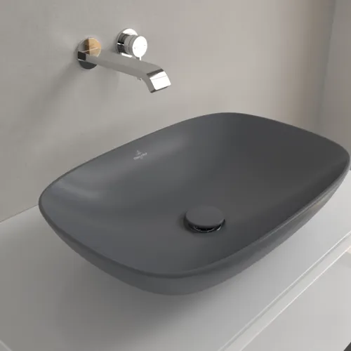 Bild von VILLEROY BOCH Loop & Friends Aufsatzwaschbecken, 560 x 380 x 120 mm, Graphite CeramicPlus, ohne Überlauf #4A4901I4