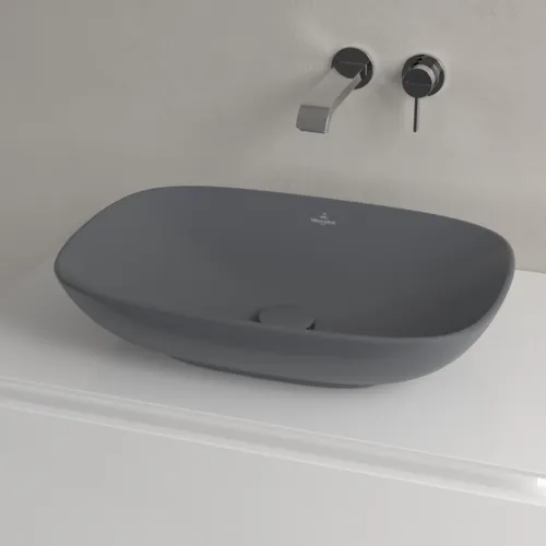 Bild von VILLEROY BOCH Loop & Friends Aufsatzwaschbecken, 560 x 380 x 120 mm, Graphite CeramicPlus, ohne Überlauf #4A4901I4