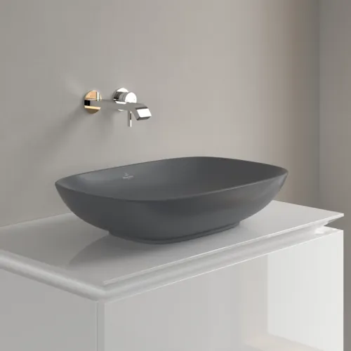 Bild von VILLEROY BOCH Loop & Friends Aufsatzwaschbecken, 560 x 380 x 120 mm, Graphite CeramicPlus, ohne Überlauf #4A4901I4