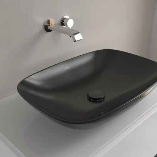 Bild von VILLEROY BOCH Loop & Friends Aufsatzwaschbecken, 620 x 420 x 120 mm, Pure Black CeramicPlus, ohne Überlauf #4A5001R7