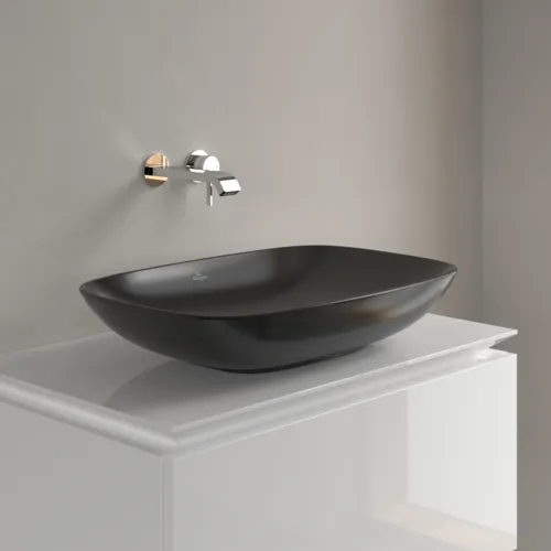 Bild von VILLEROY BOCH Loop & Friends Aufsatzwaschbecken, 620 x 420 x 120 mm, Pure Black CeramicPlus, ohne Überlauf #4A5001R7