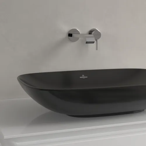 Bild von VILLEROY BOCH Loop & Friends Aufsatzwaschbecken, 620 x 420 x 120 mm, Pure Black CeramicPlus, ohne Überlauf #4A5001R7