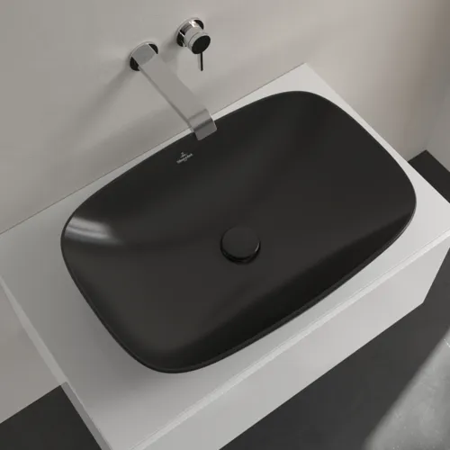 Bild von VILLEROY BOCH Loop & Friends Aufsatzwaschbecken, 620 x 420 x 120 mm, Pure Black CeramicPlus, ohne Überlauf #4A5001R7