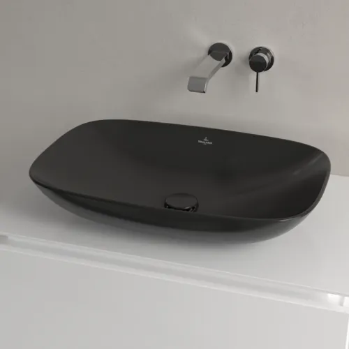 Bild von VILLEROY BOCH Loop & Friends Aufsatzwaschbecken, 620 x 420 x 120 mm, Pure Black CeramicPlus, ohne Überlauf #4A5001R7