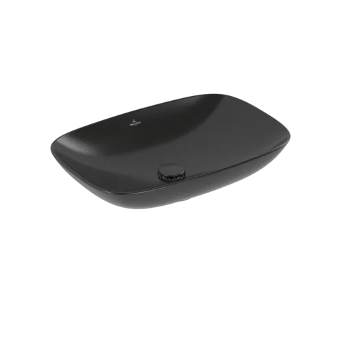 VILLEROY BOCH Loop & Friends Surface-mounted washbasin, 620 x 420 x 120 mm, Pure Black CeramicPlus, without overflow #4A5001R7 resmi