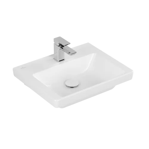 Зображення з  VILLEROY BOCH Subway 3.0 Handwashbasin, 500 x 400 x 145 mm, Stone White CeramicPlus, without overflow #437051RW