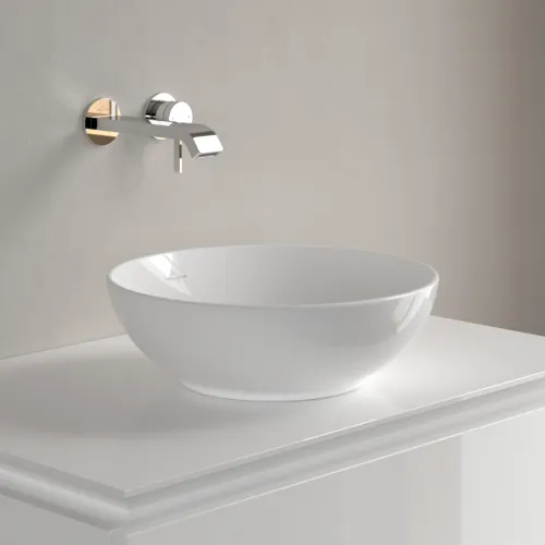 Bild von VILLEROY BOCH Loop & Friends Aufsatzwaschbecken, 380 x 380 x 120 mm, Weiß Alpin CeramicPlus, mit Überlauf #4A4500R1