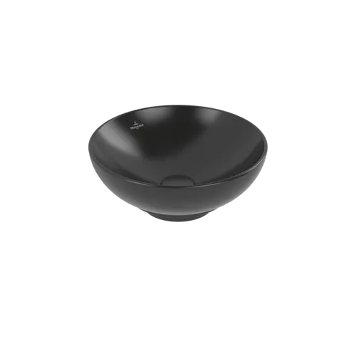 VILLEROY BOCH Loop & Friends Surface-mounted washbasin, 380 x 380 x 120 mm, Pure Black CeramicPlus, with overflow #4A4500R7 resmi