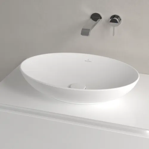 Bild von VILLEROY BOCH Loop & Friends Aufsatzwaschbecken, 560 x 380 x 120 mm, Stone White CeramicPlus, ohne Überlauf #4A4701RW