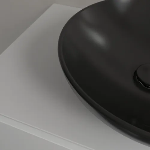 Bild von VILLEROY BOCH Loop & Friends Aufsatzwaschbecken, 420 x 420 x 120 mm, Pure Black CeramicPlus, ohne Überlauf #4A4601R7