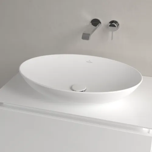 Bild von VILLEROY BOCH Loop & Friends Aufsatzwaschbecken, 620 x 420 x 120 mm, Stone White CeramicPlus, ohne Überlauf #4A4801RW