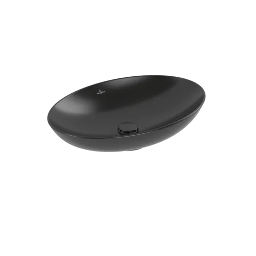 VILLEROY BOCH Loop & Friends Surface-mounted washbasin, 620 x 420 x 120 mm, Pure Black CeramicPlus, without overflow #4A4801R7 resmi
