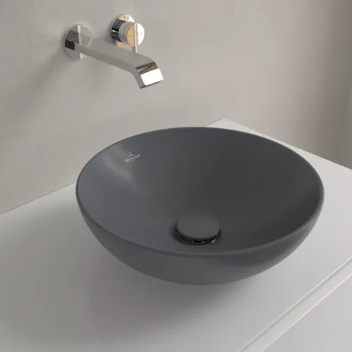 Bild von VILLEROY BOCH Loop & Friends Aufsatzwaschbecken, 380 x 380 x 120 mm, Graphite CeramicPlus, ohne Überlauf #4A4501I4