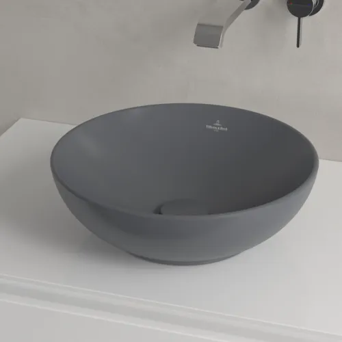 Bild von VILLEROY BOCH Loop & Friends Aufsatzwaschbecken, 380 x 380 x 120 mm, Graphite CeramicPlus, ohne Überlauf #4A4501I4