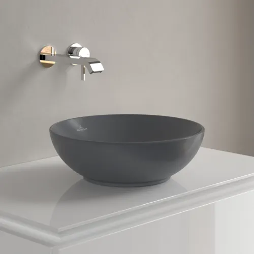 Bild von VILLEROY BOCH Loop & Friends Aufsatzwaschbecken, 380 x 380 x 120 mm, Graphite CeramicPlus, ohne Überlauf #4A4501I4