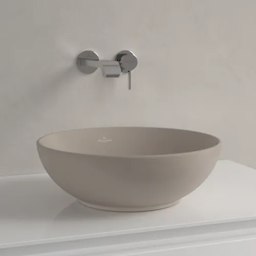 Bild von VILLEROY BOCH Loop & Friends Aufsatzwaschbecken, 380 x 380 x 120 mm, Almond CeramicPlus, ohne Überlauf #4A4501AM