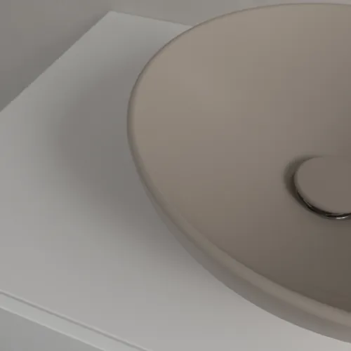 Bild von VILLEROY BOCH Loop & Friends Aufsatzwaschbecken, 380 x 380 x 120 mm, Almond CeramicPlus, ohne Überlauf #4A4501AM