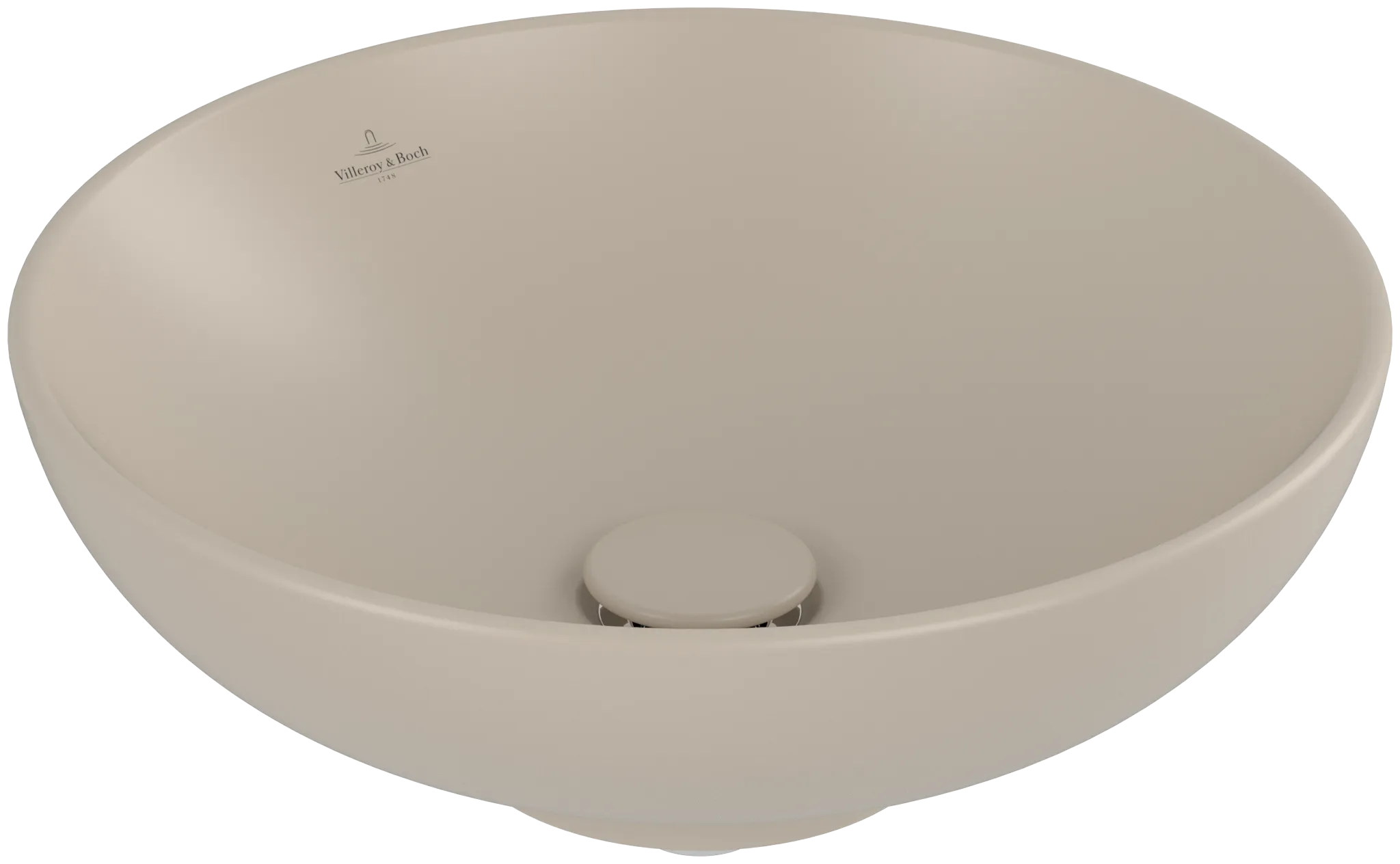 VILLEROY BOCH Loop & Friends Surface-mounted washbasin, 420 x 420 x 120 mm, Almond CeramicPlus, without overflow #4A4601AM resmi