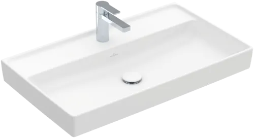 Picture of VILLEROY BOCH Collaro Vanity washbasin, 800 x 465 x 160 mm, Stone White CeramicPlus, without overflow #4A3381RW