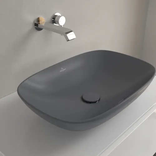 Bild von VILLEROY BOCH Loop & Friends Aufsatzwaschbecken, 560 x 380 x 120 mm, Graphite CeramicPlus, mit Überlauf #4A4900I4