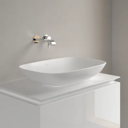Bild von VILLEROY BOCH Loop & Friends Aufsatzwaschbecken, 620 x 420 x 120 mm, Stone White CeramicPlus, mit Überlauf #4A5000RW