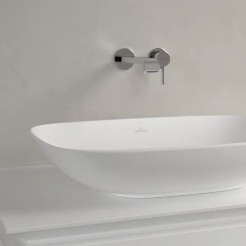 Bild von VILLEROY BOCH Loop & Friends Aufsatzwaschbecken, 620 x 420 x 120 mm, Stone White CeramicPlus, mit Überlauf #4A5000RW