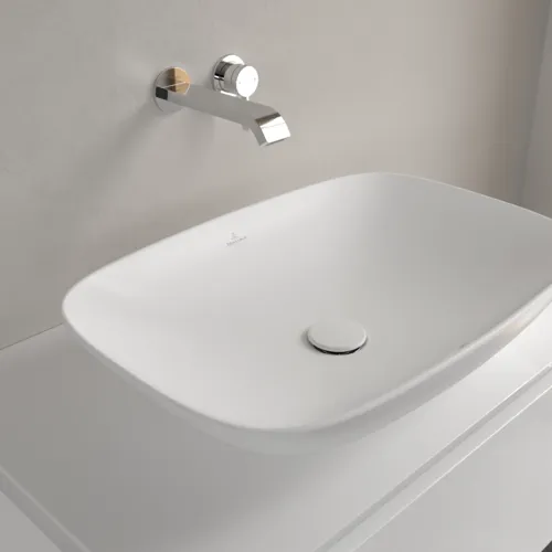 Bild von VILLEROY BOCH Loop & Friends Aufsatzwaschbecken, 620 x 420 x 120 mm, Stone White CeramicPlus, mit Überlauf #4A5000RW