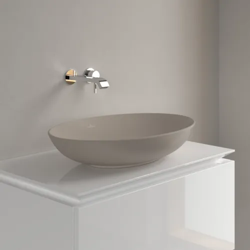 Bild von VILLEROY BOCH Loop & Friends Aufsatzwaschbecken, 620 x 420 x 120 mm, Almond CeramicPlus, mit Überlauf #4A4800AM