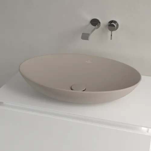 Bild von VILLEROY BOCH Loop & Friends Aufsatzwaschbecken, 620 x 420 x 120 mm, Almond CeramicPlus, mit Überlauf #4A4800AM