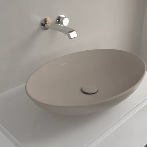 Bild von VILLEROY BOCH Loop & Friends Aufsatzwaschbecken, 620 x 420 x 120 mm, Almond CeramicPlus, mit Überlauf #4A4800AM