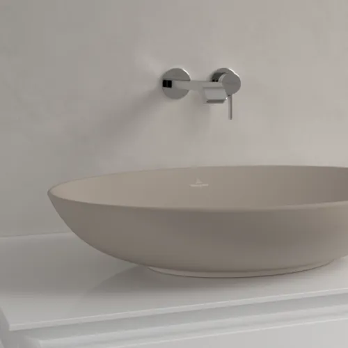 Bild von VILLEROY BOCH Loop & Friends Aufsatzwaschbecken, 620 x 420 x 120 mm, Almond CeramicPlus, mit Überlauf #4A4800AM