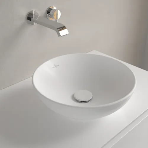 Bild von VILLEROY BOCH Loop & Friends Aufsatzwaschbecken, 380 x 380 x 120 mm, Stone White CeramicPlus, ohne Überlauf #4A4501RW