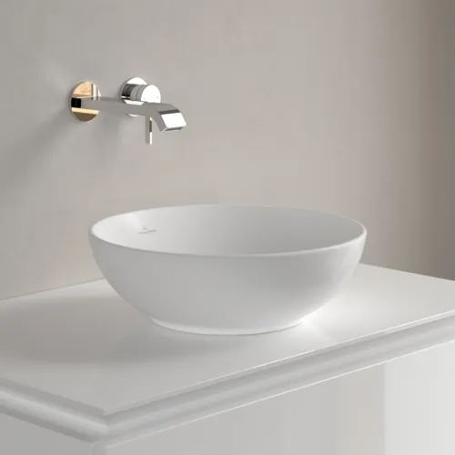 Bild von VILLEROY BOCH Loop & Friends Aufsatzwaschbecken, 380 x 380 x 120 mm, Stone White CeramicPlus, ohne Überlauf #4A4501RW