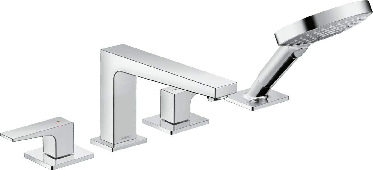 Зображення з  HANSGROHE Metropol 4-hole rim mounted bath mixer with lever handles for Secuflex #32552000 - Chrome