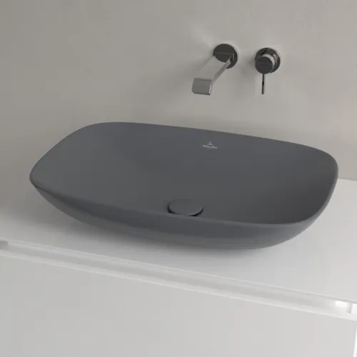 Bild von VILLEROY BOCH Loop & Friends Aufsatzwaschbecken, 620 x 420 x 120 mm, Graphite CeramicPlus, mit Überlauf #4A5000I4