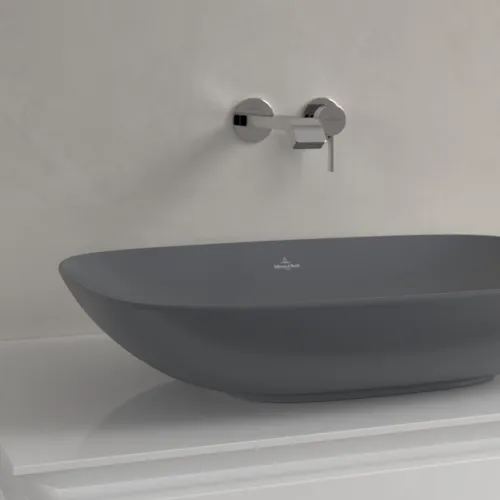 Bild von VILLEROY BOCH Loop & Friends Aufsatzwaschbecken, 620 x 420 x 120 mm, Graphite CeramicPlus, mit Überlauf #4A5000I4