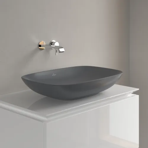 Bild von VILLEROY BOCH Loop & Friends Aufsatzwaschbecken, 620 x 420 x 120 mm, Graphite CeramicPlus, mit Überlauf #4A5000I4